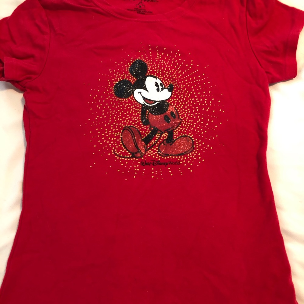 NWOT red shirt with Mickey Mouse size M